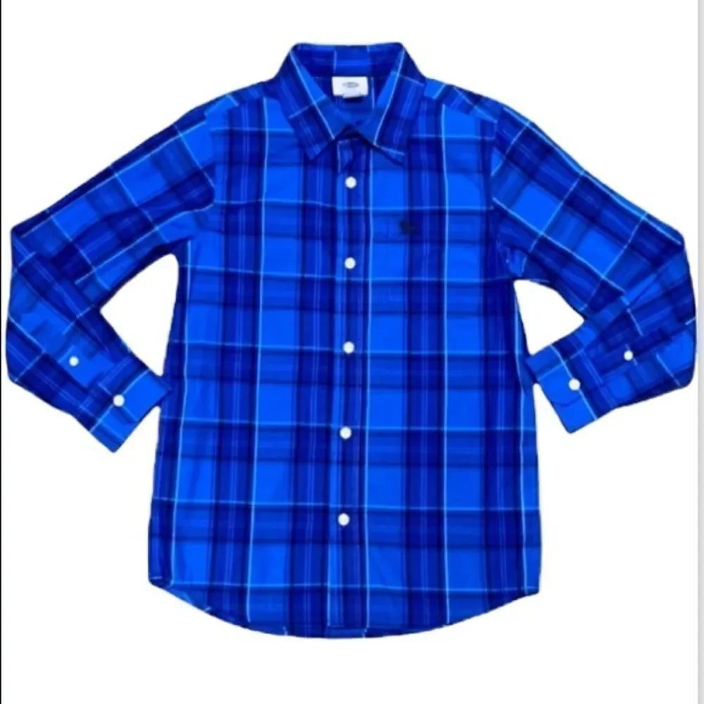 Old Navy L/S Blue Plaid boys button down Size L